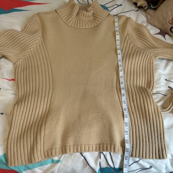 Liz Claiborne LizSport Tan Turtleneck Sweater, Long & Belted, Size XL - Picture 8 of 10